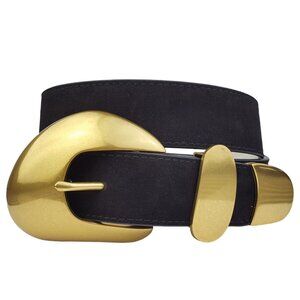 Vintage Brass Statement Buckle set w. Genuine Suede Belt